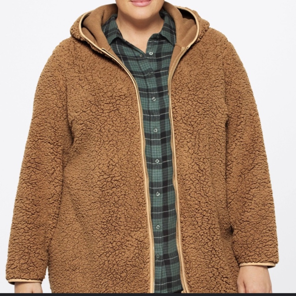 Vero Moda Hooded Teddy Bear Jacket Tigers Eye Size 16